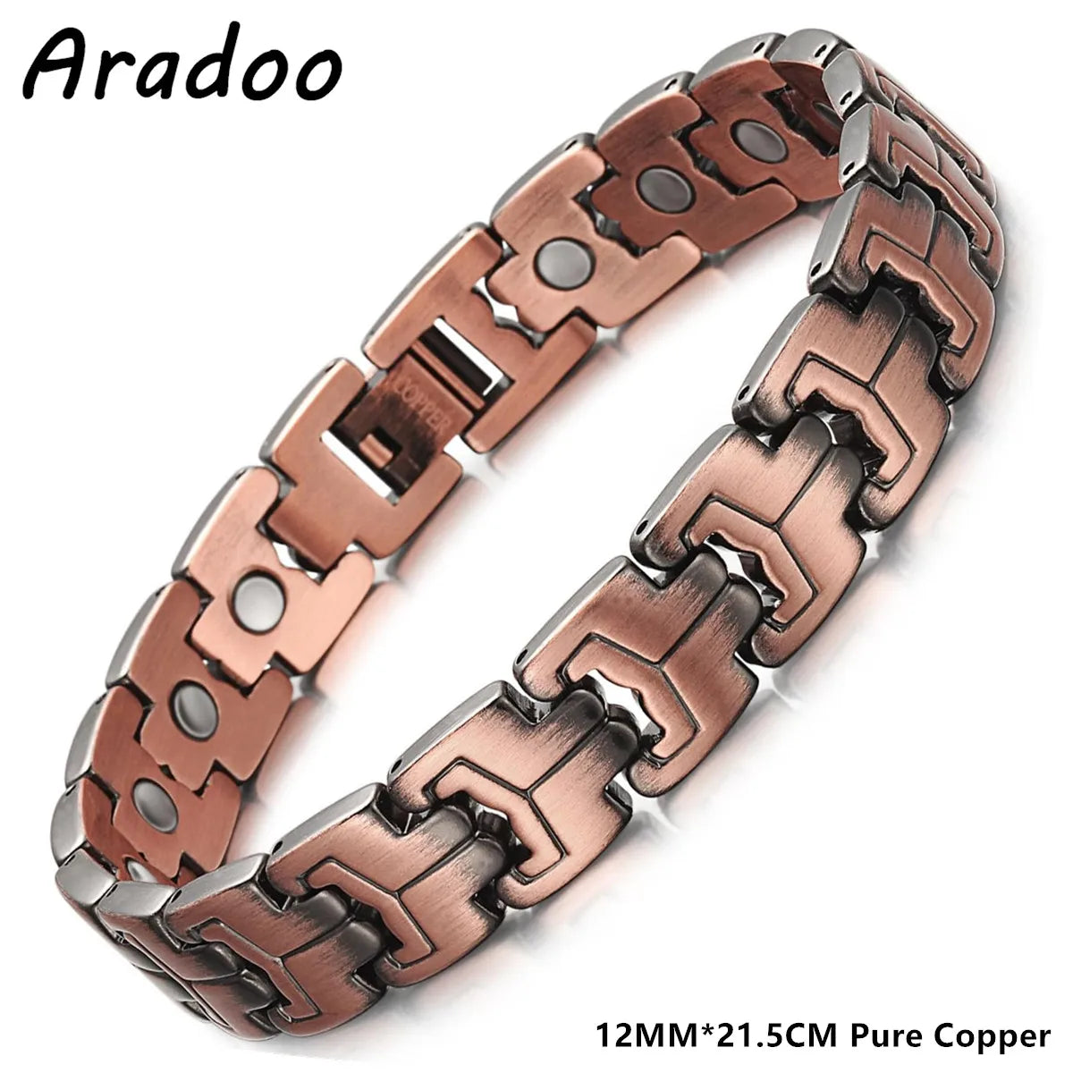 Men's Pure Copper Bracelet 3500 Gauss 3X Strength Magnetic Therapy Link Bracelets