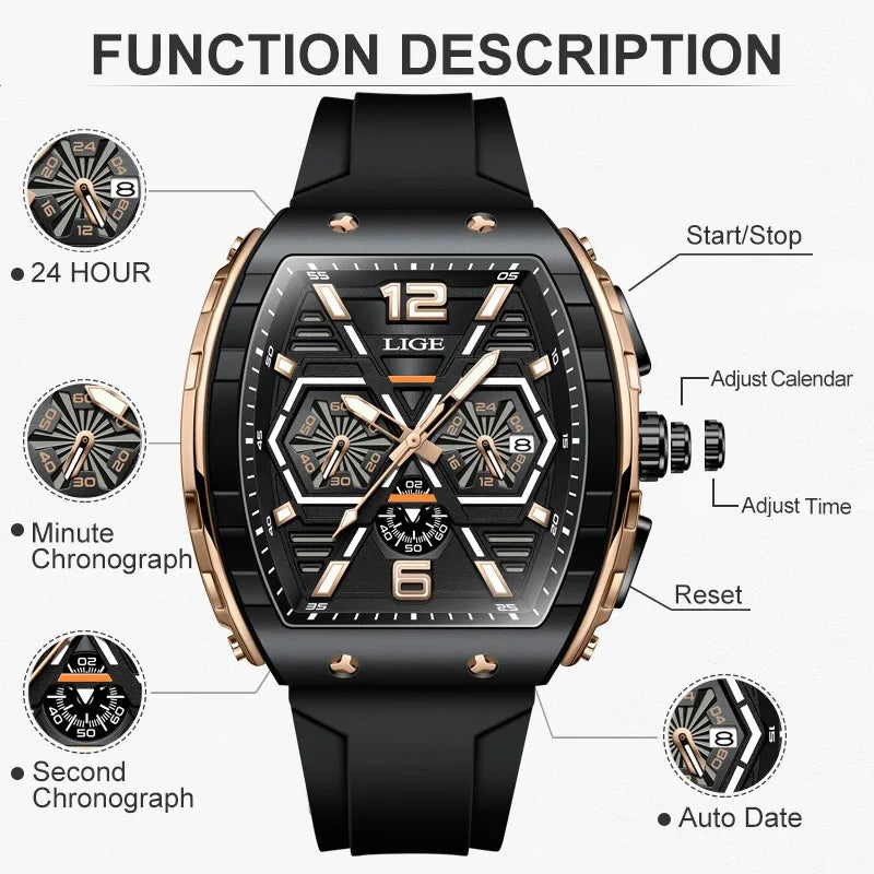 Luxury Waterproof Quartz Wristwatch Luminous Silicone Clock Man Watches