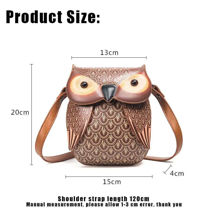 YoReAi Women Shoulder Bag Cute Owl PU Leather Small Crossbody Bag Casual Handbag Girls Messenger Pack
