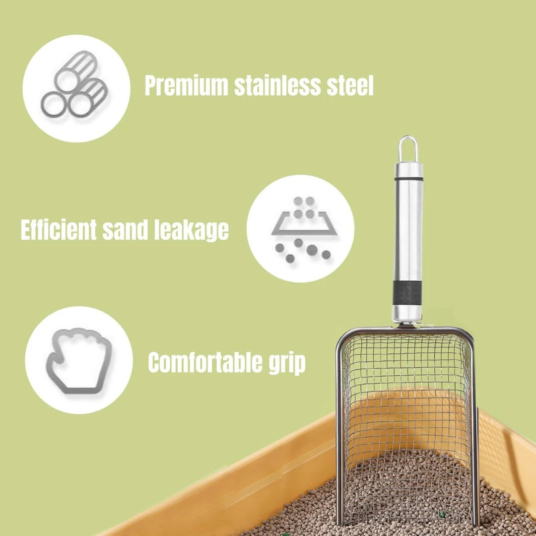 Pet Cleaning Tool Metal Aluminum Alloy Cat Litter Scoop Stainless Steel Durable Handle Pet Poop Shovel - Hiron Store