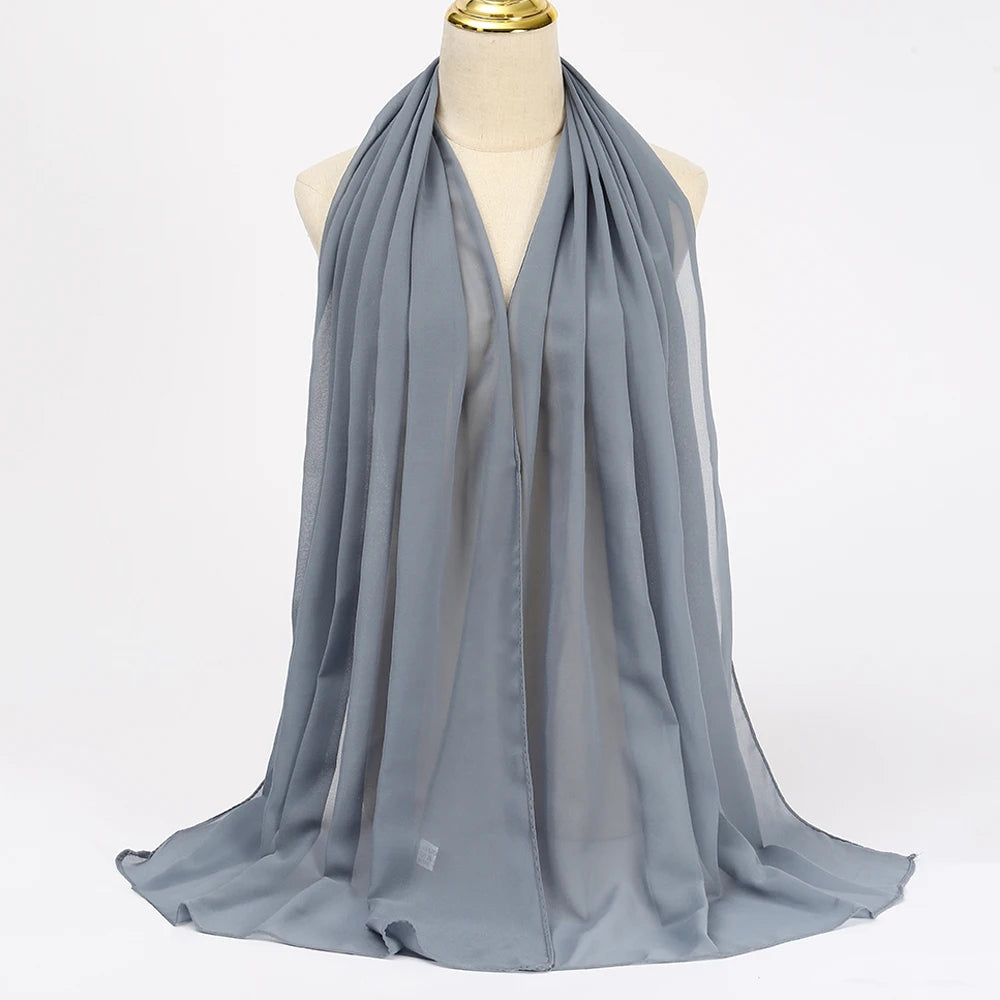 Muslim Chiffon hijab Scarf Long Solid Color Head Wrap Women's Hijabs & Scarves Jersey Hijab Veil