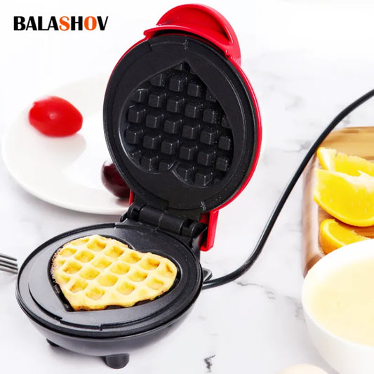 Mini Electric Waffles Maker Bubble Egg Cake Oven Breakfast Love Heart Shaped Waffle Maker Cooking Appliance 220V EU Plug - Hiron Store