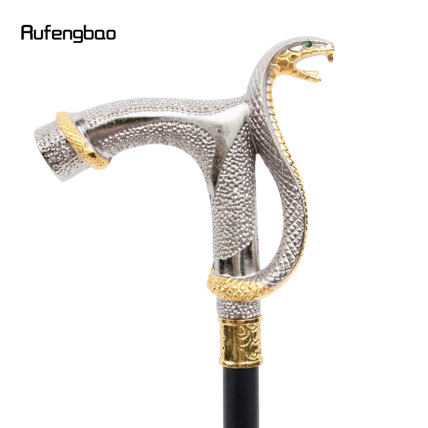 White Golden Cobra Head Fashion Walking Stick Decorative Walking Stick Fashionable Walking Cane Crosier 93cm