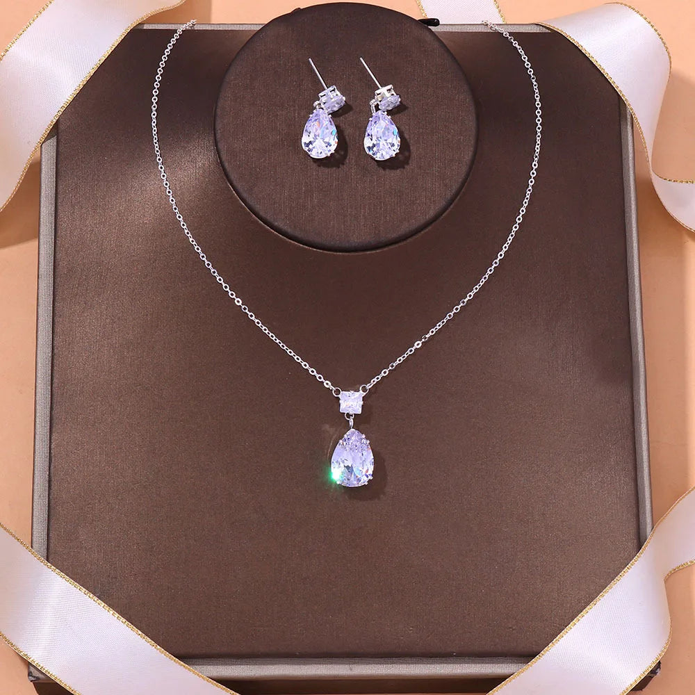 Crystal Drop Jewellery Set Necklace Earrings Sets Jewellerys