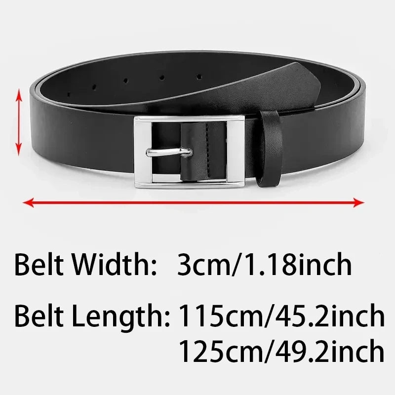 Luxury Belt for Men PU Leather Metal Pin Buckle High Quality Designer Waist Strap Belts