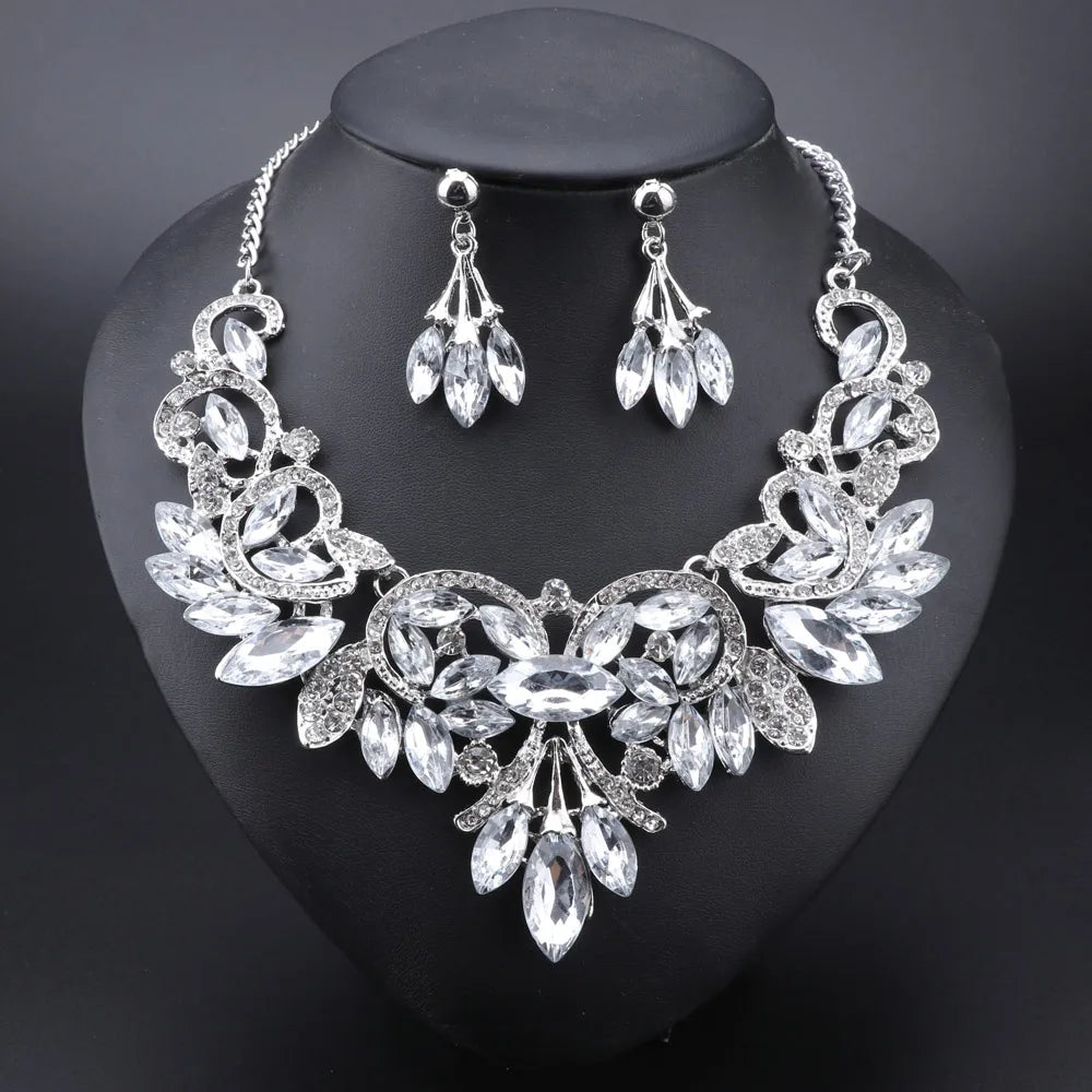 Crystal Bridal Jewelry Sets Costume Accessories Wedding Necklace Earrings Set