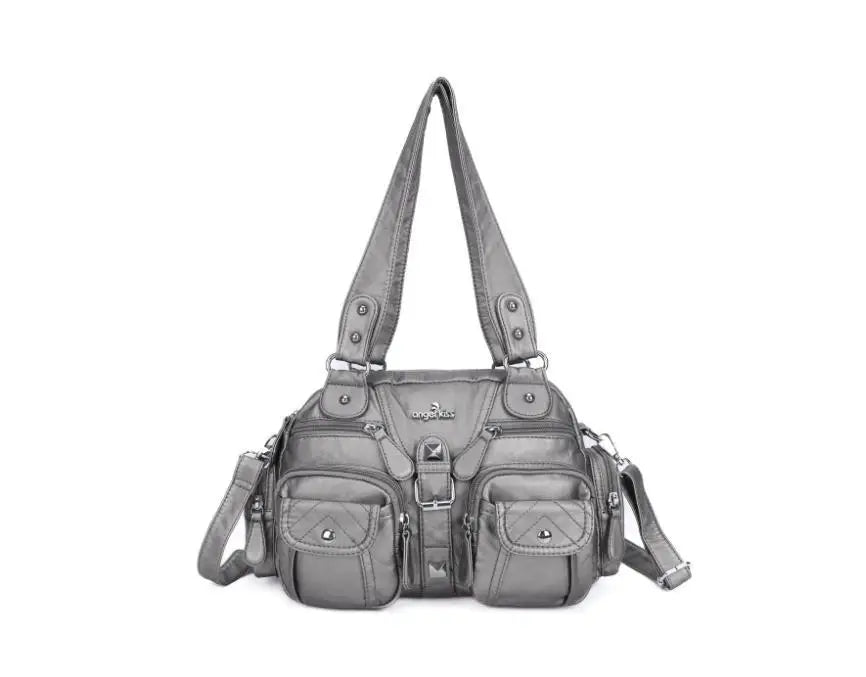 Angelkiss Women Handbags Satchel, Top-handle Handbag PU Shoulder Bag, Dumpling Pack Phone Money Bag