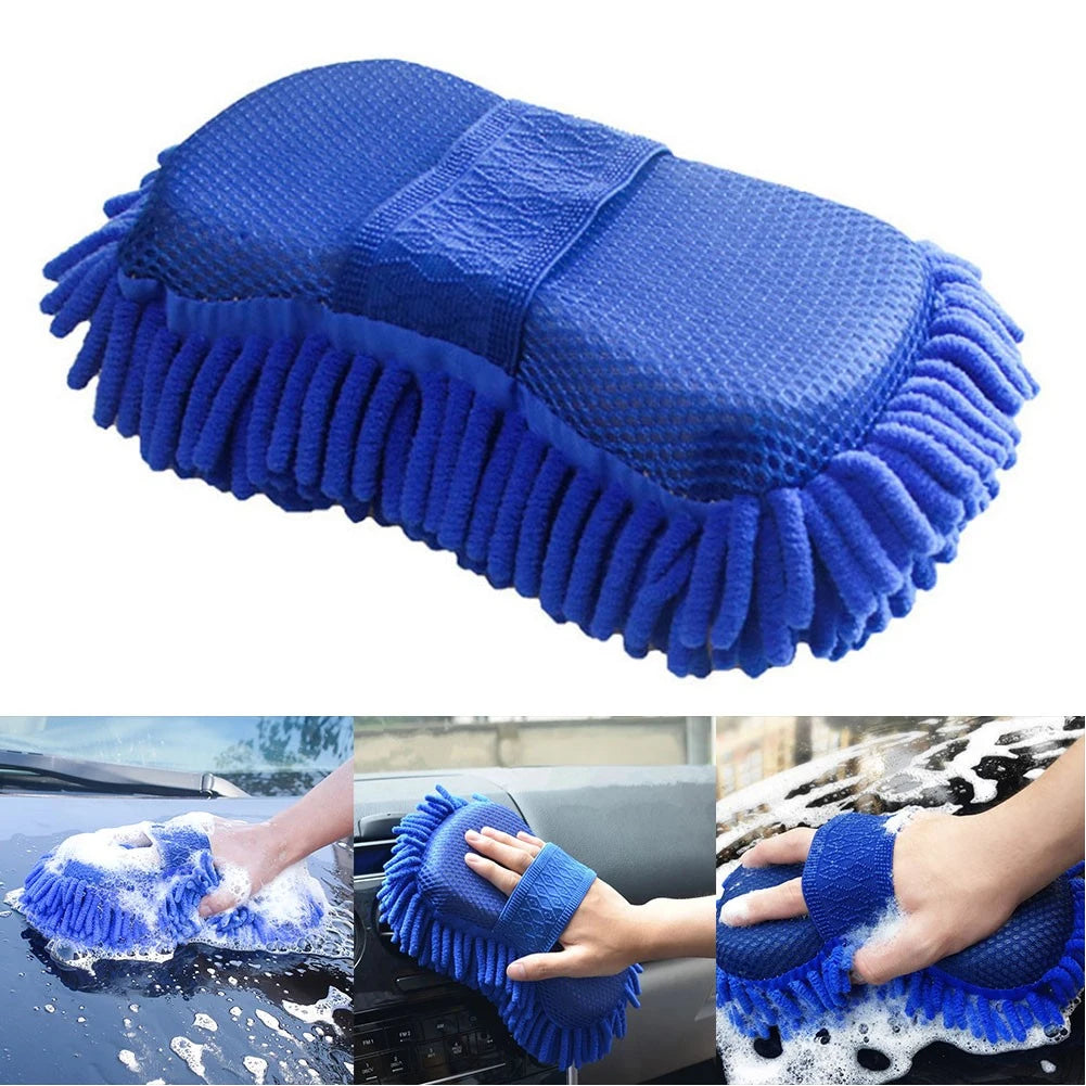 1pc Car Wash Glove Microfiber Chenille Car Wash Sponge Care Washing Detailing Brush Pad Multifunction Cleaning Tool - Hiron Store