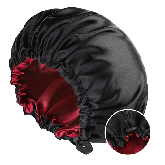 Sleeping Silky Bonnet Cap Large Double Layer Reversible Adjustable Sleep Bonnet Used To Hair Care