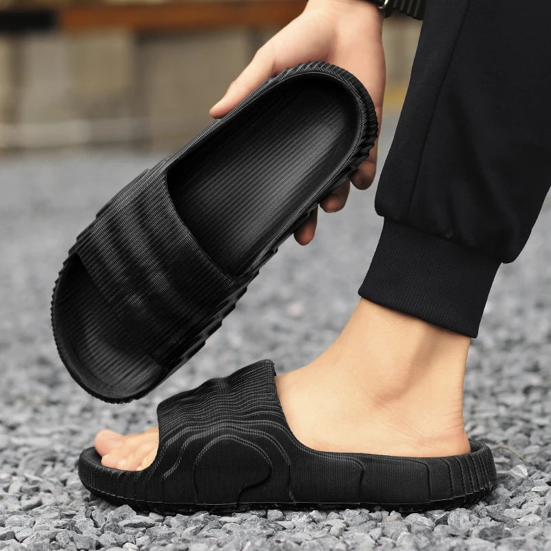 Soft Home Slippers Couple Summer Indoor Skid Proof Bathroom Slippers Sandals Hotel Solid Color Men Women Flat Shoes