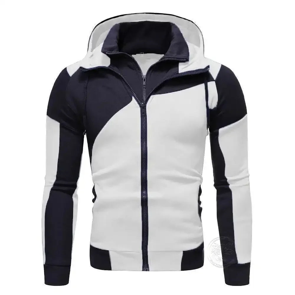 Men's Double Zipper Shirt Jacket Hooded Sweatshirt Sports Top Fashion Jacket