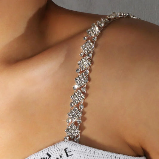 Shiny Crystal Shoulder Strap Bra Chain Body Decor Dress Accessories