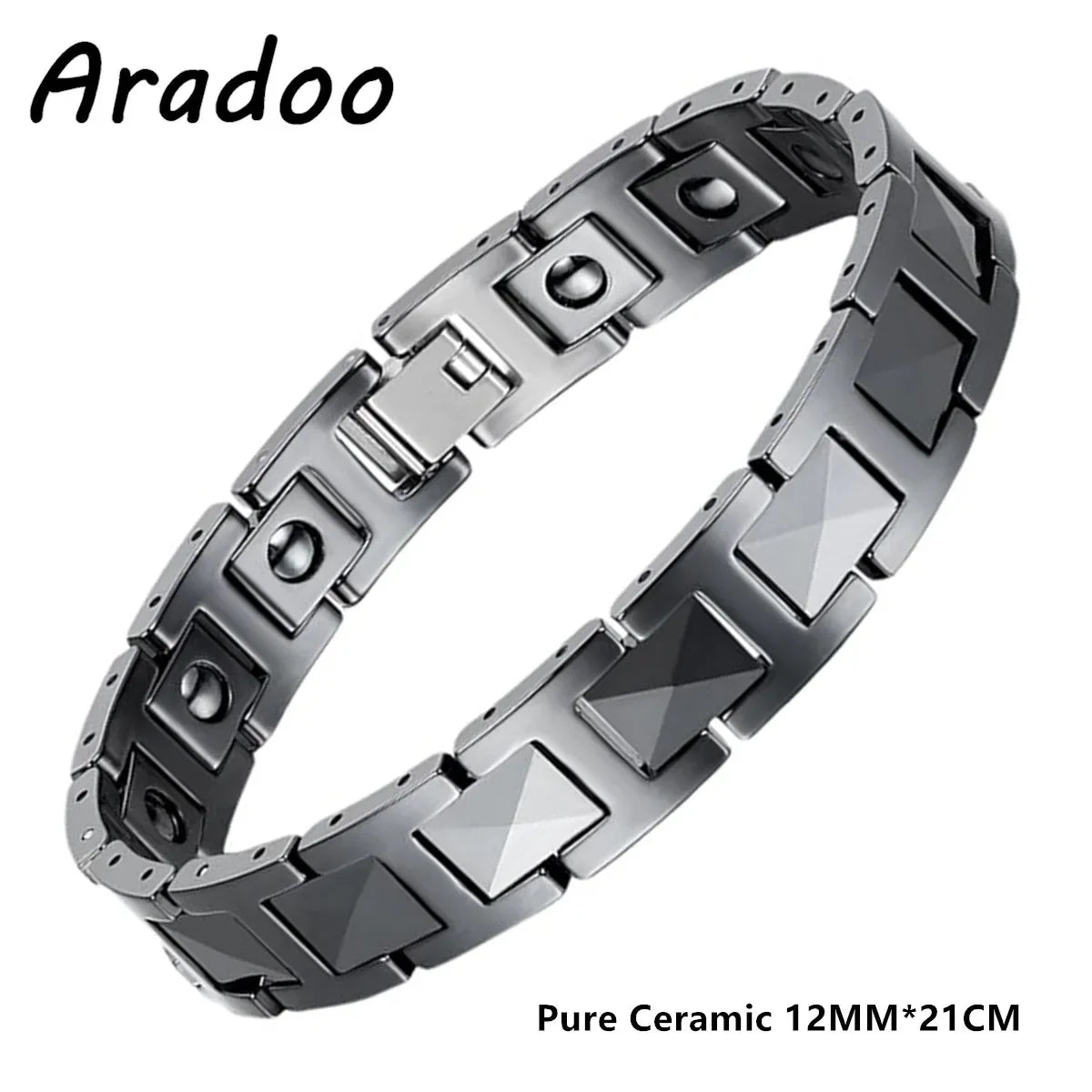 Ceramic Titanium Steel Bracelet Hematite Magnetic Stainless Steel Adjustable Bracelets - Hiron Store