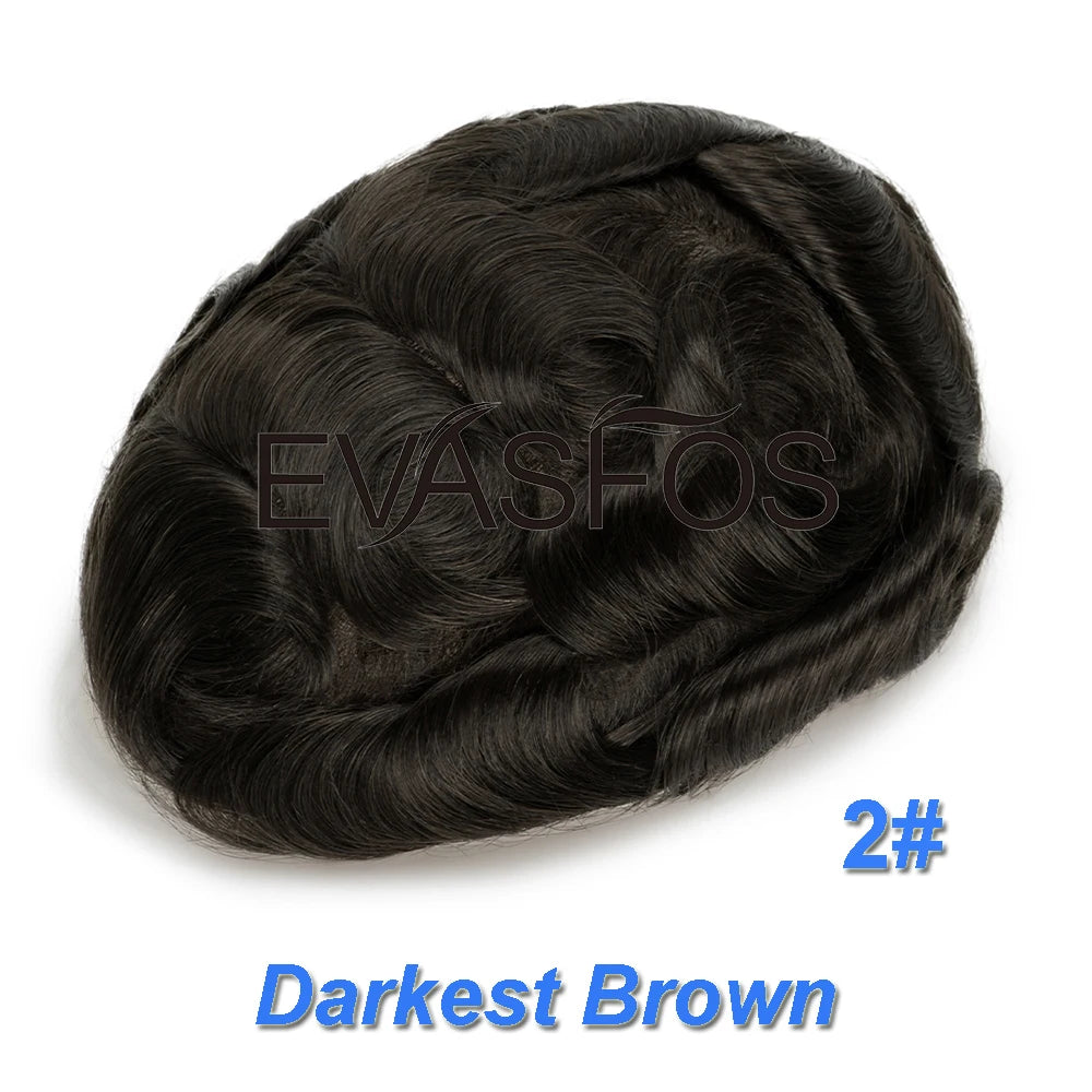Natural Hairline Bleached Knots French Lace Front Men's Toupee, Poly Skin Hairpieces, Hair Replacement Systems, Various Color