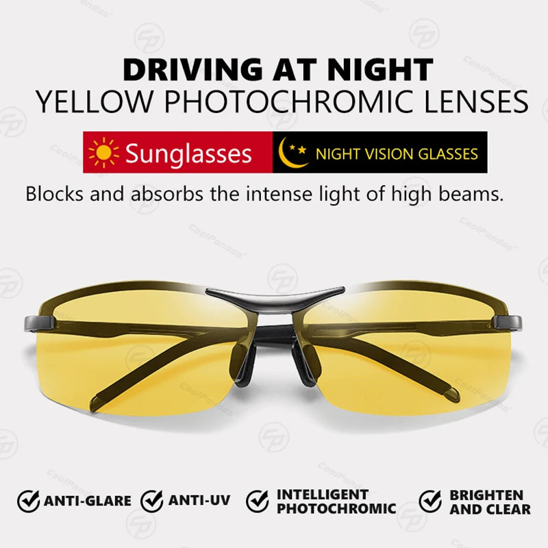 CoolPandas New Classic Photochromic, Polarized Sunglasses, Chameleon Anti-glare Driving Eyewear, UV400 for Man & Woman