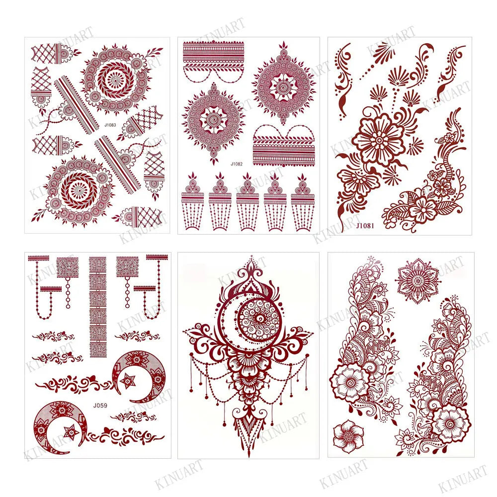 Waterproof Temporary Tattoos for Women Henna Tattoo Stickers Mehndi Design Fake Tattoo