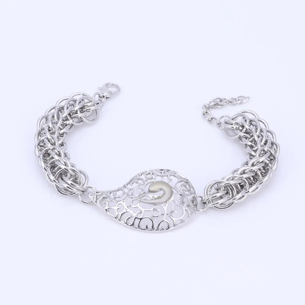 Bridal African Beads Jewelry Sets For Women Silver Color Crystal Necklace Earrings Bracelet Ring set