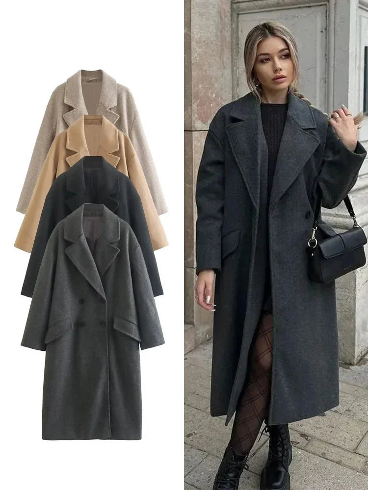 2024 Women's Coat And Winter Fashion Long-Sleeved Pocket Women Long Coat