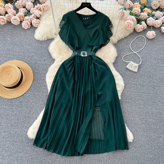 2024 New Summer Fashion Women Dress Y2K Ruffles Sleeveless Party Long Dress Elegant Office Lady Outfits Vestidos - Hiron Store