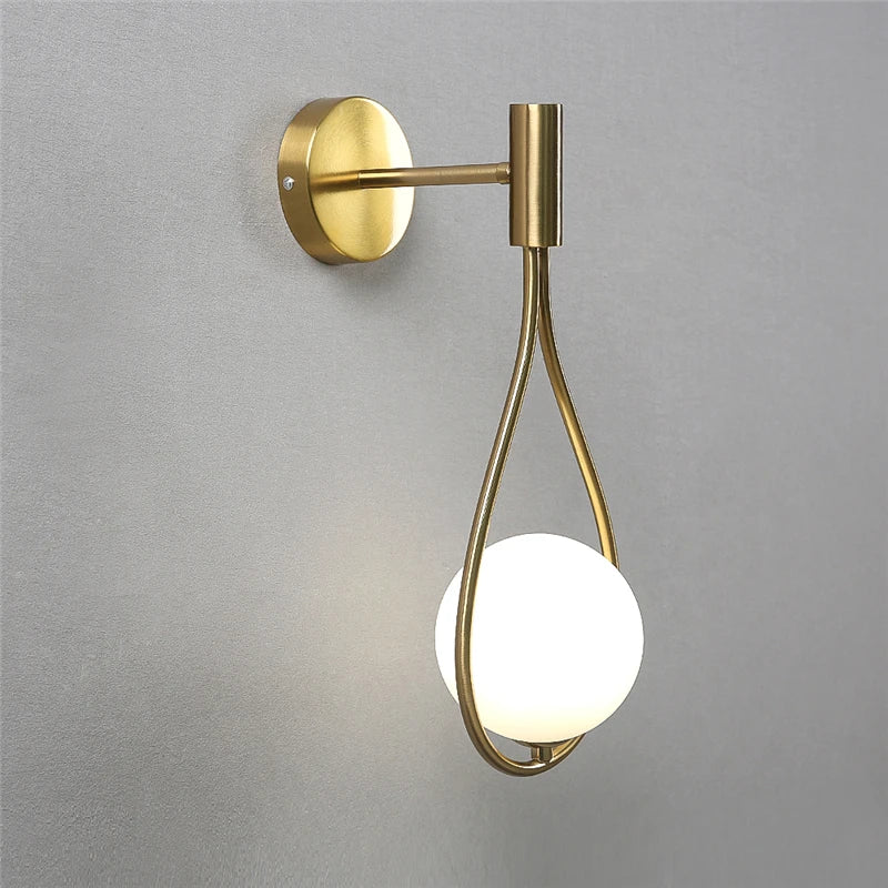 Modern Glass Ball Wall Light Luxury Gold Sconce Living Room Bedroom Wall Mount Indoor Decor Lamp