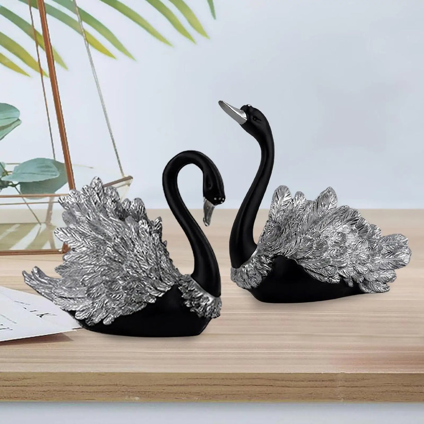 Black Swan Figurine Nordic Style Decorative Swan Statue Desktop Ornament