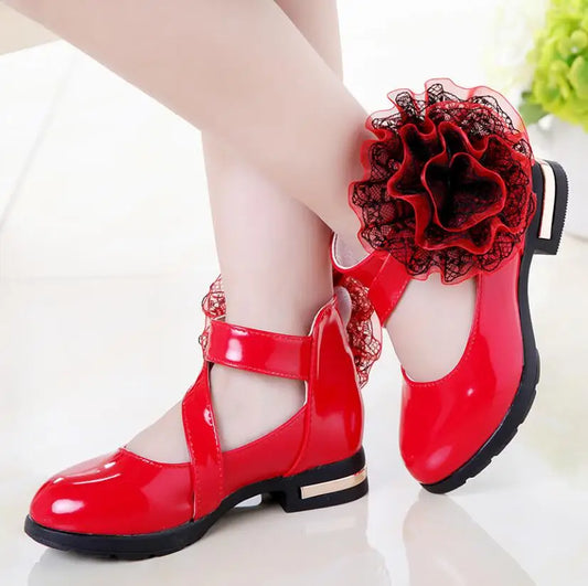 Kids Shoes Girls High Heel Princess Flower Children Shoes