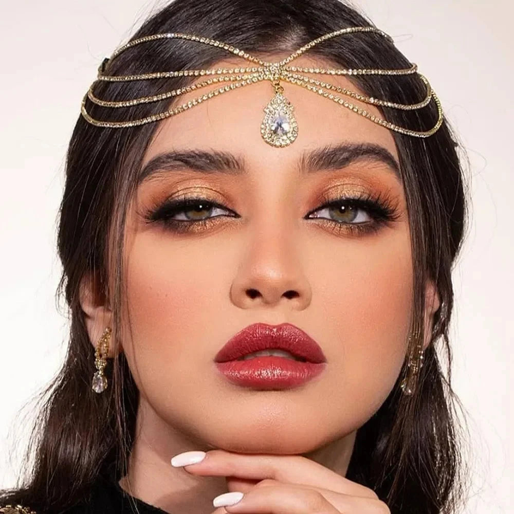 Head Chain Headbands Crystal Forehead Chains Indian Hair Jewellery mang tikka