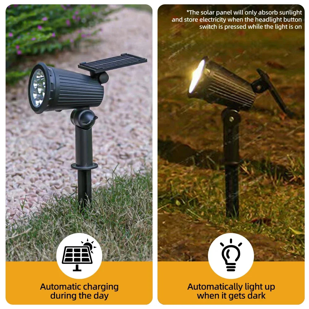 9 LED Solar Spotlights IP65 Waterproof Outdoor RGB Landscape Lighting Adjustable Brightness for Garden Yard