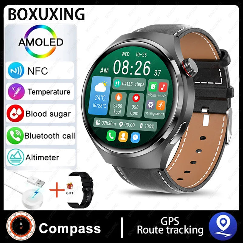 2024 New GPS Smart Watch Men GT4 Pro 360*360 HD Screen Heart rate IP68 Waterproof Blood Sugar Smartwatch BT Call NFC Watch 4 Pro - Hiron Store