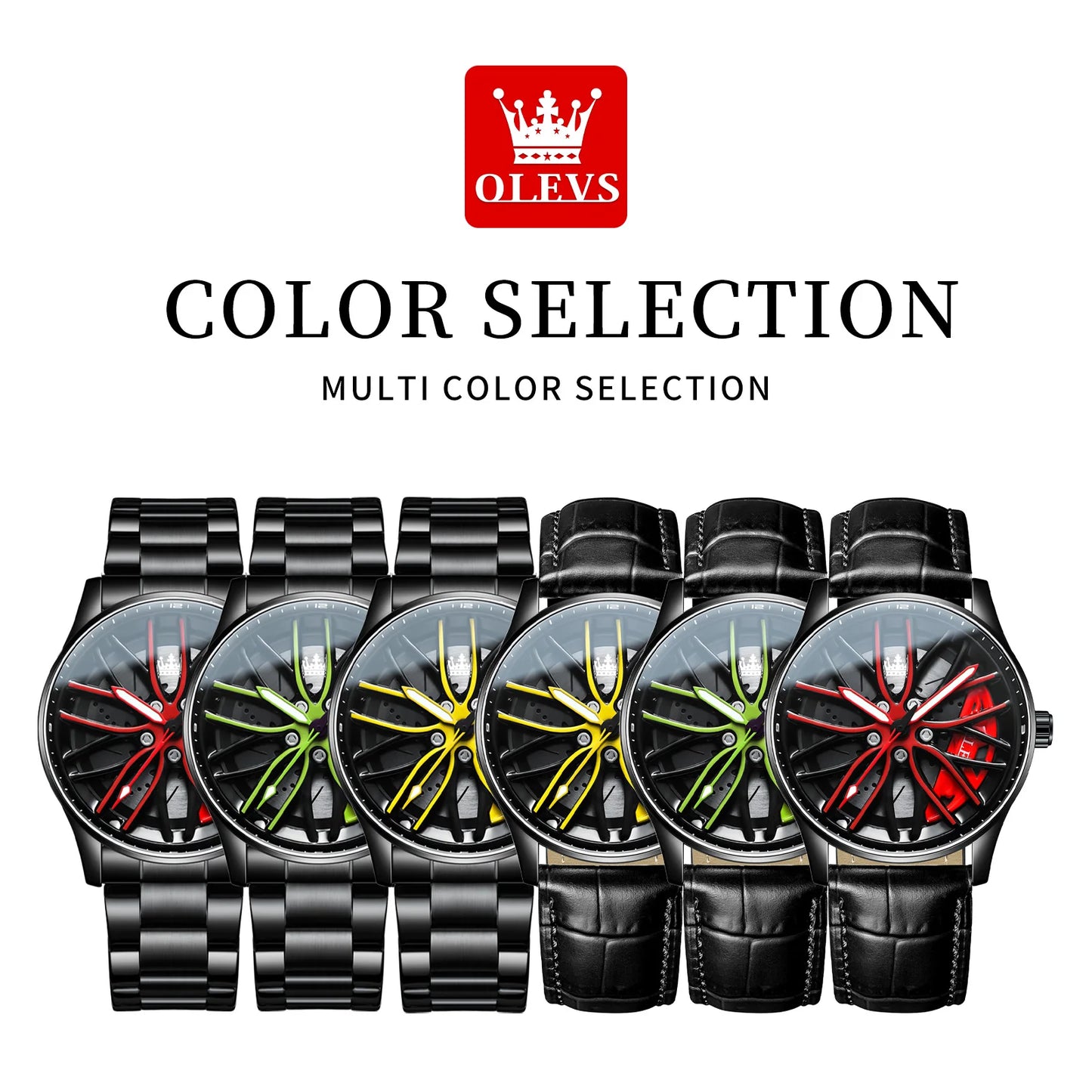 OLEVS Wheel Men's Luxury Watch Waterproof Rotary Sport Car Rim Man Watch's