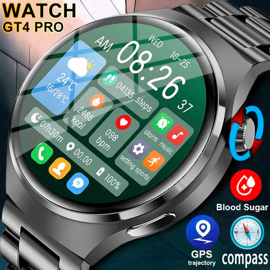 Smart Watch Men Watch 4 Pro AMOLED HD Screen Bluetooth Call GPS NFC Heart rate BloodSugar SmartWatch