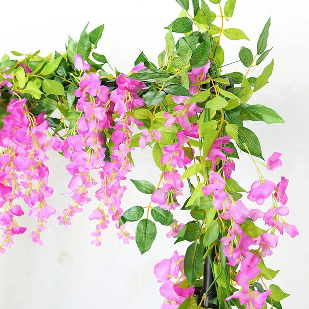 2pcs 7ft Artificial Silkflower Wisteria Blossom Vine Flower Wreath Garland Wedding Home Decoration Wedding Arch Floral Decor - Hiron Store