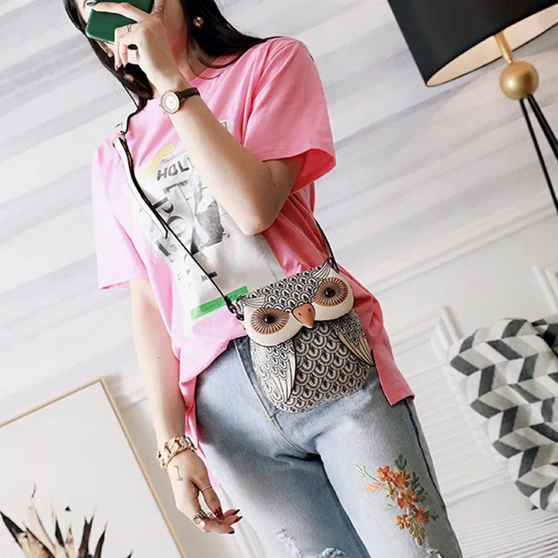 YoReAi Women Shoulder Bag Cute Owl PU Leather Small Crossbody Bag Casual Handbag Girls Messenger Pack