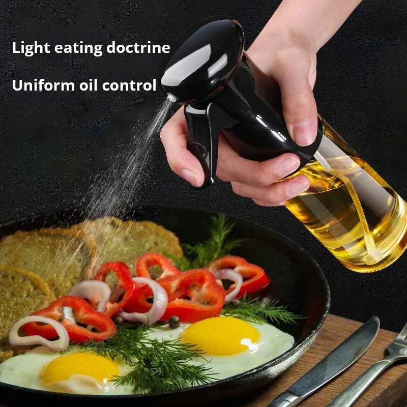 1pc Black Kitchen Oil Bottle Cooking Oil Spray 200ml Pneumatic Spray Bottle Fitness Barbecue Spray Oil Dispenser - Hiron Store