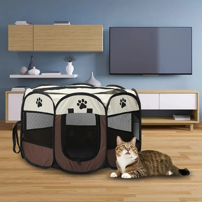 Portable Foldable Pet Tent Kennel Octagonal Fence Puppy Shelter Easy To Use Outdoor Easy Operation Large Dog Cages Cat Fences - Hiron Store