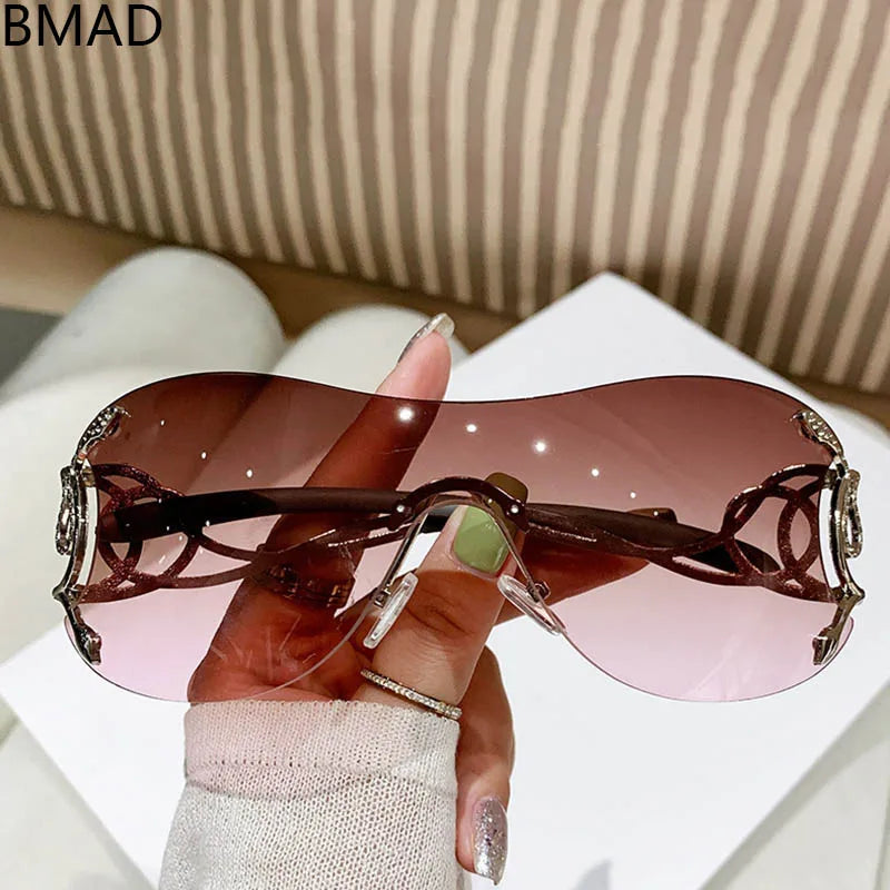 Y2k Fashion Sunglasses Women Vintage Oculos Sunglasses Rimless Designer Glasses Trending Sun Lentes Gafas De Sol Mujer Lunette - Hiron Store