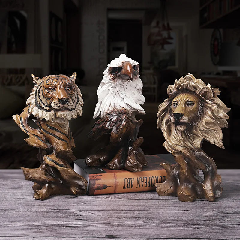 Resin Simulation Animal Statue Eagle Wolf Lion Tiger Horse Statue Home Decoration