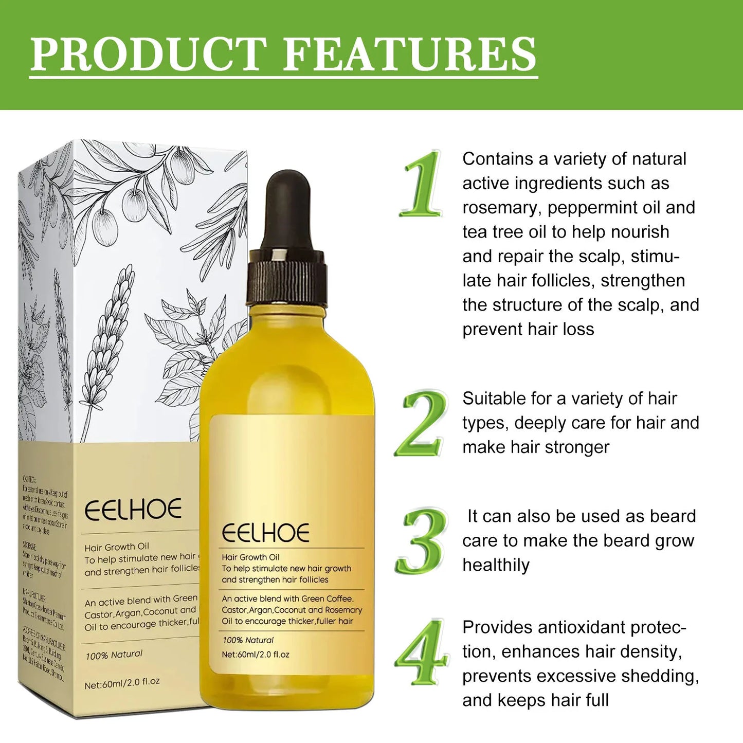 Hair Growth Products Prevent Hair Loss Essential Oil Fast Growing Anti-Drying Scalp Treatment Repair Beauty Health for Men Women