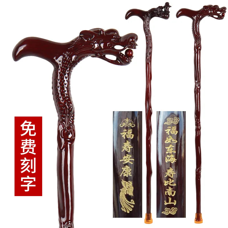 Walking Stick for the Elderly Solid Crutch Non-Slip Tripod Stick Wood Walking Stick Elderly