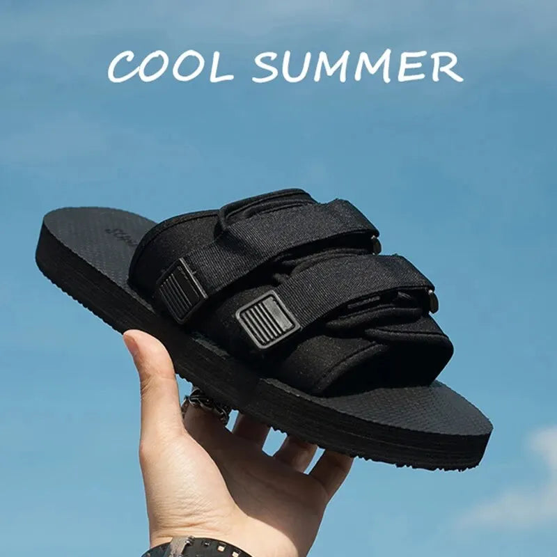 Summer Outdoor Men Slippers Fashion Hook Loop Canvas Casual Couple Shoes Slip-on Beach Slippers Sandals Women Shoes Flip Flops