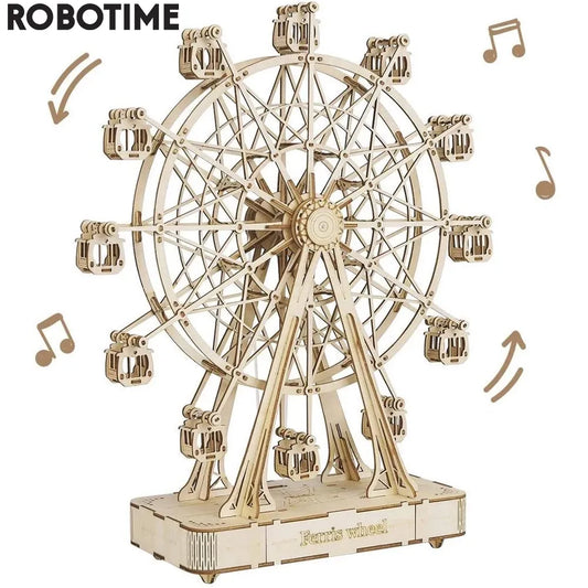 Robotime Rolife 232pcs Rotatable DIY 3D Ferris Wheel Wooden Model Building Block Kits Assembly Toy Gift for Children Adult