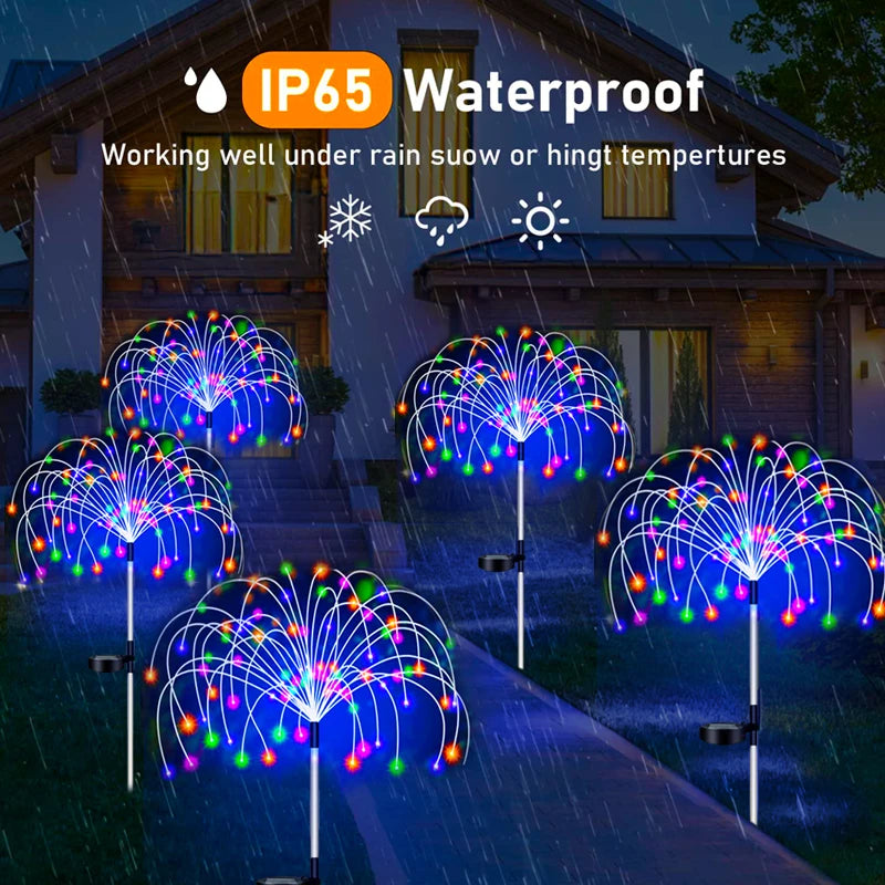 Solar Firework LED Stake Lights Outdoor Garden Pathway Decor Waterproof Fairy Light Yard Lawn Patio Landscape Lamp