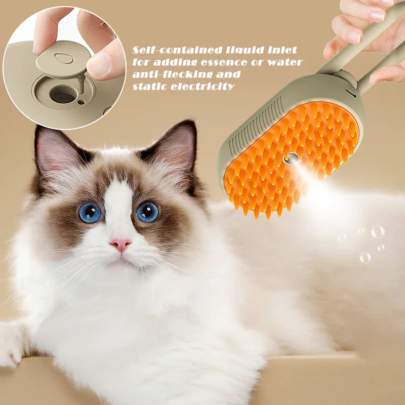 Pet Steam Brush Cat Dog Cleaning Steamy Spray Massage Beauty Comb 3 In 1 Hair Removal Grooming Supplies Pets Accessories - Hiron Store