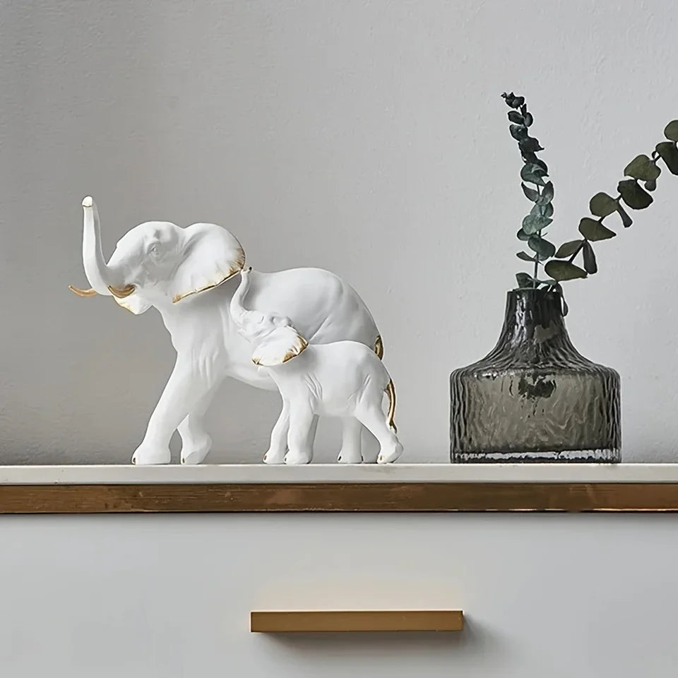 Animal Resin Elephant Statues Sculpture Living Room Table Ornaments Crafts