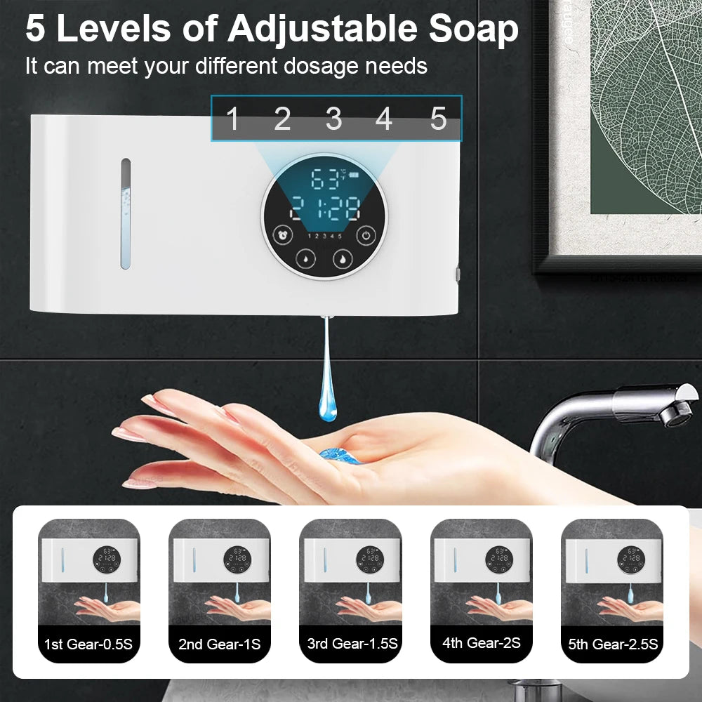 Automatic Hand Wash Liquid Foam Soap Dispenser Wall-mounted Touchless Sensor with LED Screen 500ML