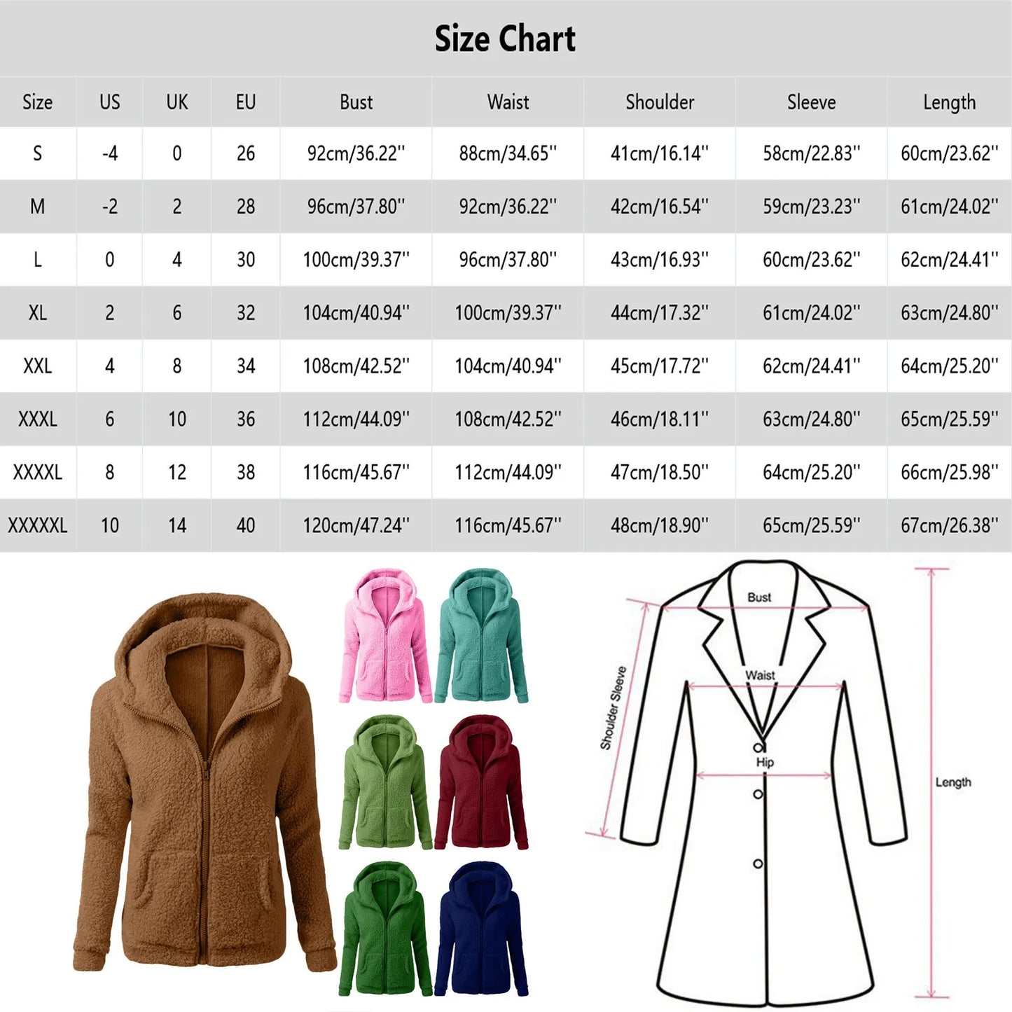 Women'S Solid Color Sweatshirt Loose Hooded Plush Zip Up Jacket Top