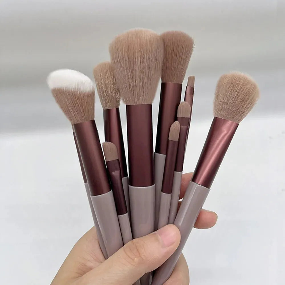 13 PCS Makeup Brushes Set Eye Shadow Foundation Women Cosmetic Brush Eyeshadow Blush Beauty Soft Make Up Tools Bag - Hiron Store