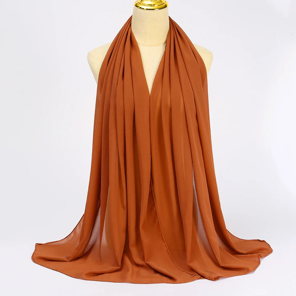 Muslim Chiffon hijab Scarf Long Solid Color Head Wrap Women's Hijabs & Scarves Jersey Hijab Veil