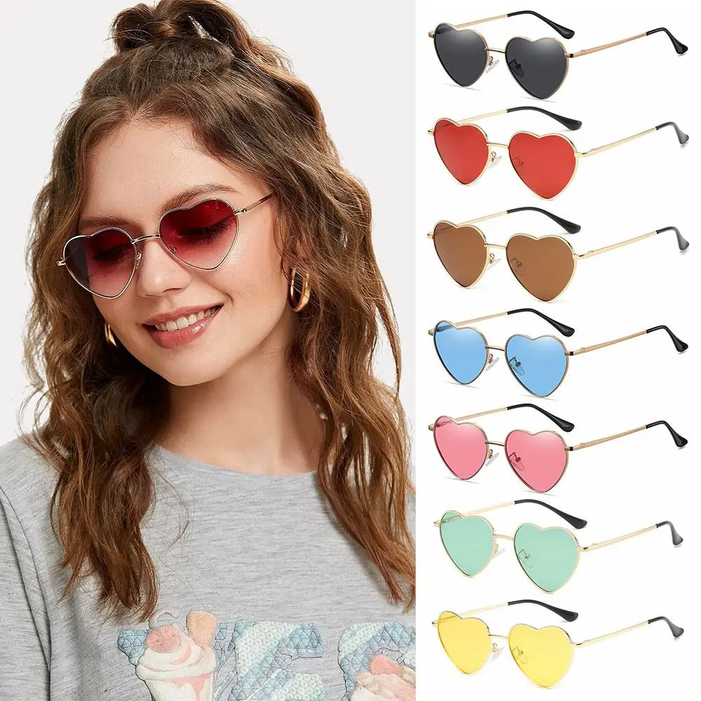 Heart-Shaped Sunglasses Heart Sun Glasses Shades Vintage Glasses Protection Metal Frame Sunglasses