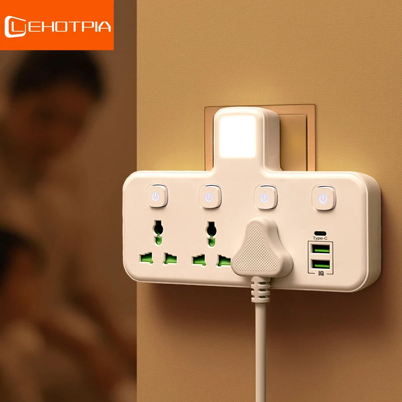 EU UK AU US Plug AC Outlet Power Strip Multiprise Wall Socket Universal Network Filter USB Charger